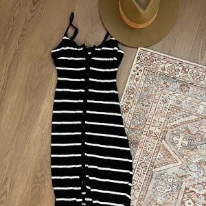 Black & White Stripped, Button Down Maxi Dress